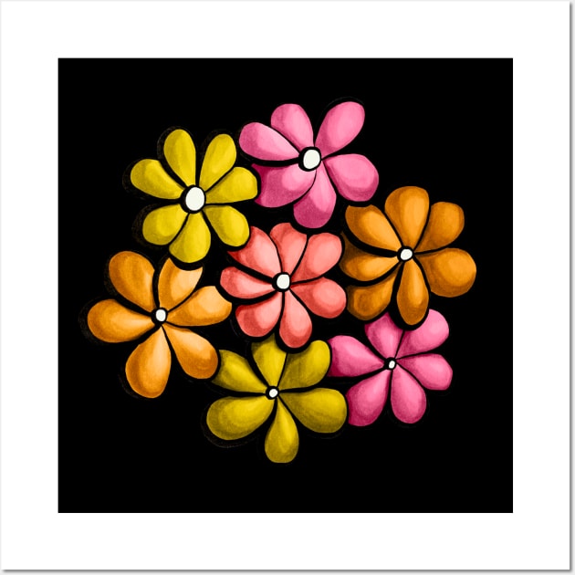 Fun Colorful Flowers Spring Design Wall Art by Boriana Giormova